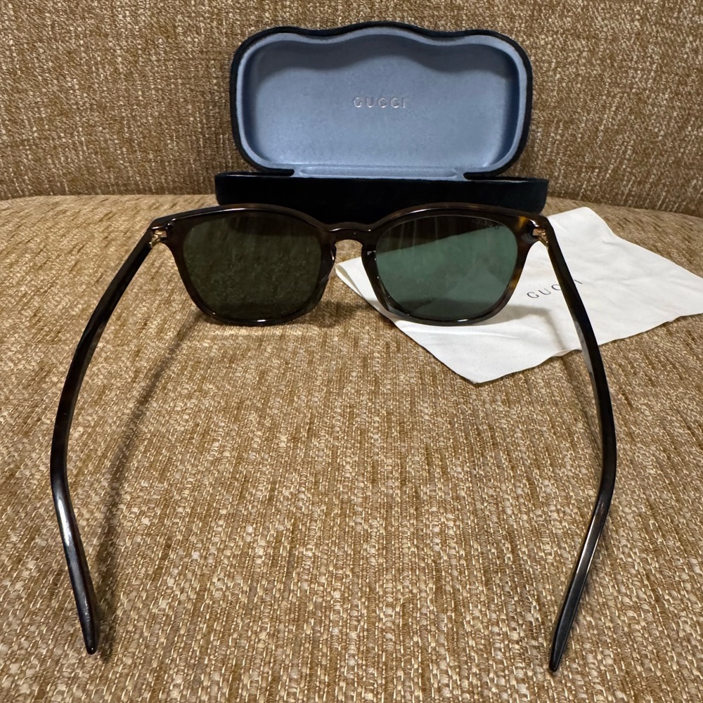 Authentic GUCCI Square Acetate Sunglasses w/ Interlocking G’s Havana GG0154SA - Picture 8 of 12